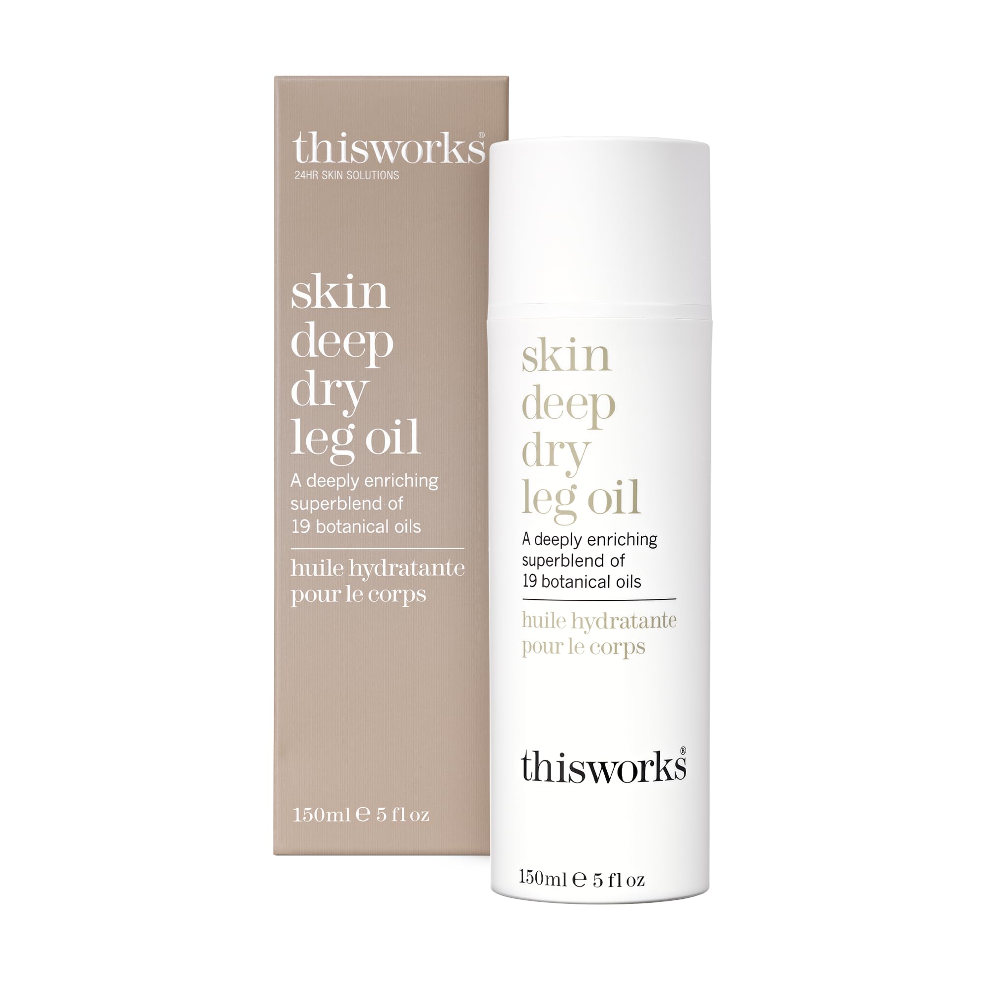 This Works Skin Deep Dry Leg Oil, 150 ml - Body Oil for Dry Skin - Nourishing Body Moisturiser Enriched with 19 Essentials Oils including Sandalwood, Jojoba, Coconut and Rose Oil for a Hydrating Glow