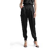LilySilk Silk Cargo Pants Women Stretch Ribbed Cuffs Side Pockets Casual Soft Relaxed Fit Trousers for Ladies
