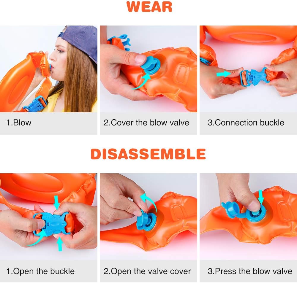 Swimming Belt for Kids Children, Portable Inflatable Swimming Training Aid, Swim Belt with Safety Buckle for Swimming Beginner--Small: Sports & Outdoors