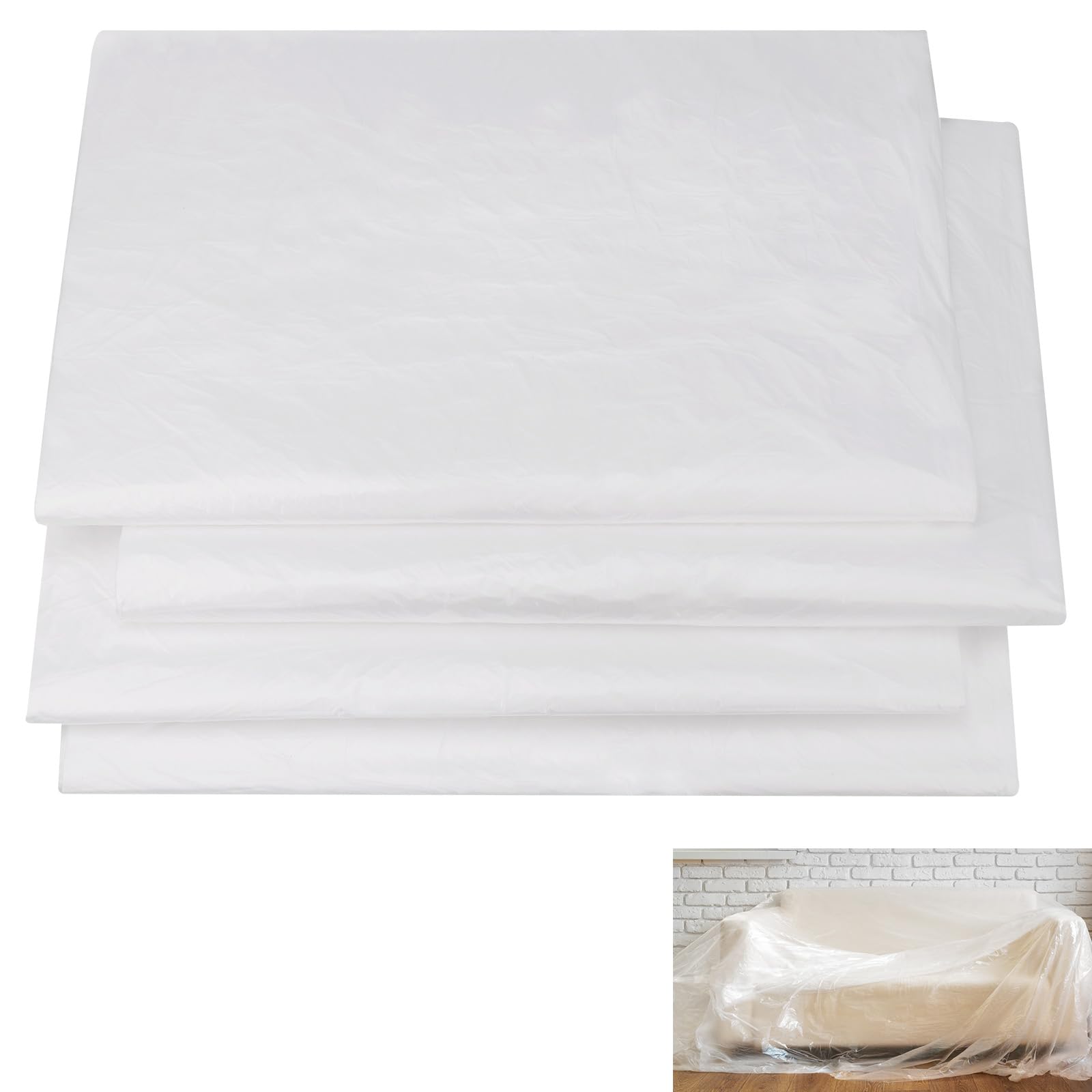 Hejo 4 Pack Extra Large Plastic Dust Sheets for Decorating 4 x 5m, Decorating Sheets, Water Proof Plastic Sheet, Dust Sheets for Painting & Furniture