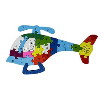 Alphabet and Number Wooden Jigsaw Puzzle - Helicopter ()
