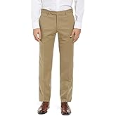 Men's Classic Fit Dress Pants, Flat-Front Business Casual Trouser with Expandable Waistband, Wrinkle-Free Suit Slacks for Men