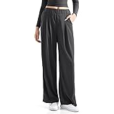 SUUKSESS Women Wide Leg Pants Elastic High Waisted Work Pants Flowy Palazzo Pants