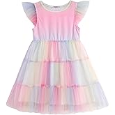 Arshiner Toddler Tutu Dress Girls Rainbow Tulle Dresses Ruffle Tiered Swing Twirly Summer Sundress Size 2-6