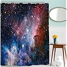 Goodbath Space Shower Curtain by, Galaxy Nebula Stars Space Exploration Pattern Waterproof Fabric Bathroom Shower Curtains, 72 x 72 Inch, Colorful