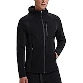 Mudere Men's Lightweight Softshell Jacket with Hood Fleece Lined Waterproof Windbreaker Zip Up Winter Coat for Outdoor Hiking