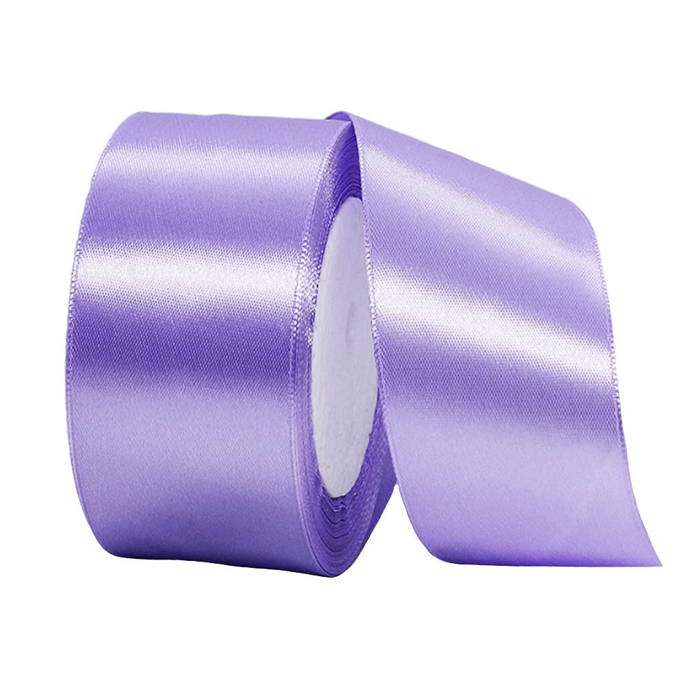 40mm Wide Thick Light Purple Ribbon for Gift Wrapping,22m 1.5Inch Large Fabric Satin Ribbon Purple Bow for Gift Wrapping,Ribbons for Crafting,Bouquets,Weddin, Car,Presents,Cake,Christmas Decorations