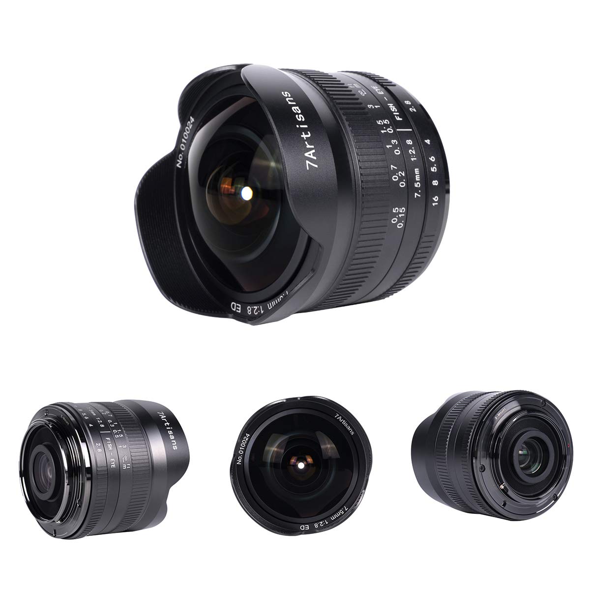 7Artisans 7,5 mm F2,8 II Sony E Mount APS-C Fisheye Prime Objektiv,Manuelles 190° Ultra Weitwinkel Festbrennweiten Objektiv für Sony A5000 A5100 A6000 A6300 A6400 A6500 NEX-5T A7III A7R III 6