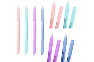 4Pcs Glass Cuticle Pusher, heemeei Dual-Ended Manicure Stick, Crystal Cuticle Pusher Glass File, Professional Precision Filing Cuticle Remover, Manicure Pedicure Tools for Nails and Cuticles Care…
