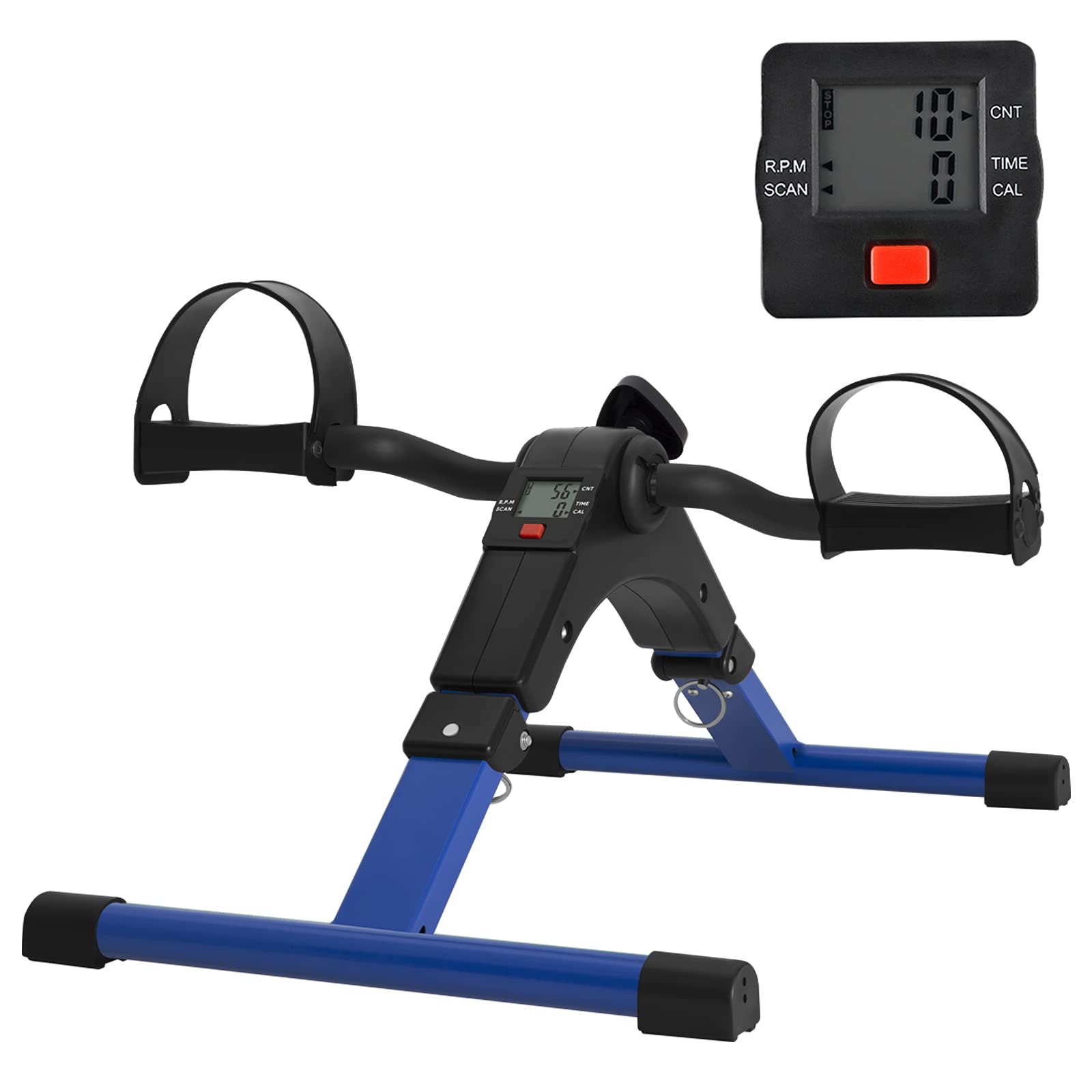 Photo 1 of Folding Pedal Exerciser Mini Exercise Bike Portable Foot Peddler Desk Bike Arm and Leg Peddler Machine with LCD Monitor(Blue)