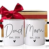 CATABUBU EST 2026 Mom Dad Pregnancy Announcement Mugs Set Gift, New Parents First Time Mom Dad to Be Gifts, Promoted to Be Parents Mug, Birthday Gifts for New Mother Father
