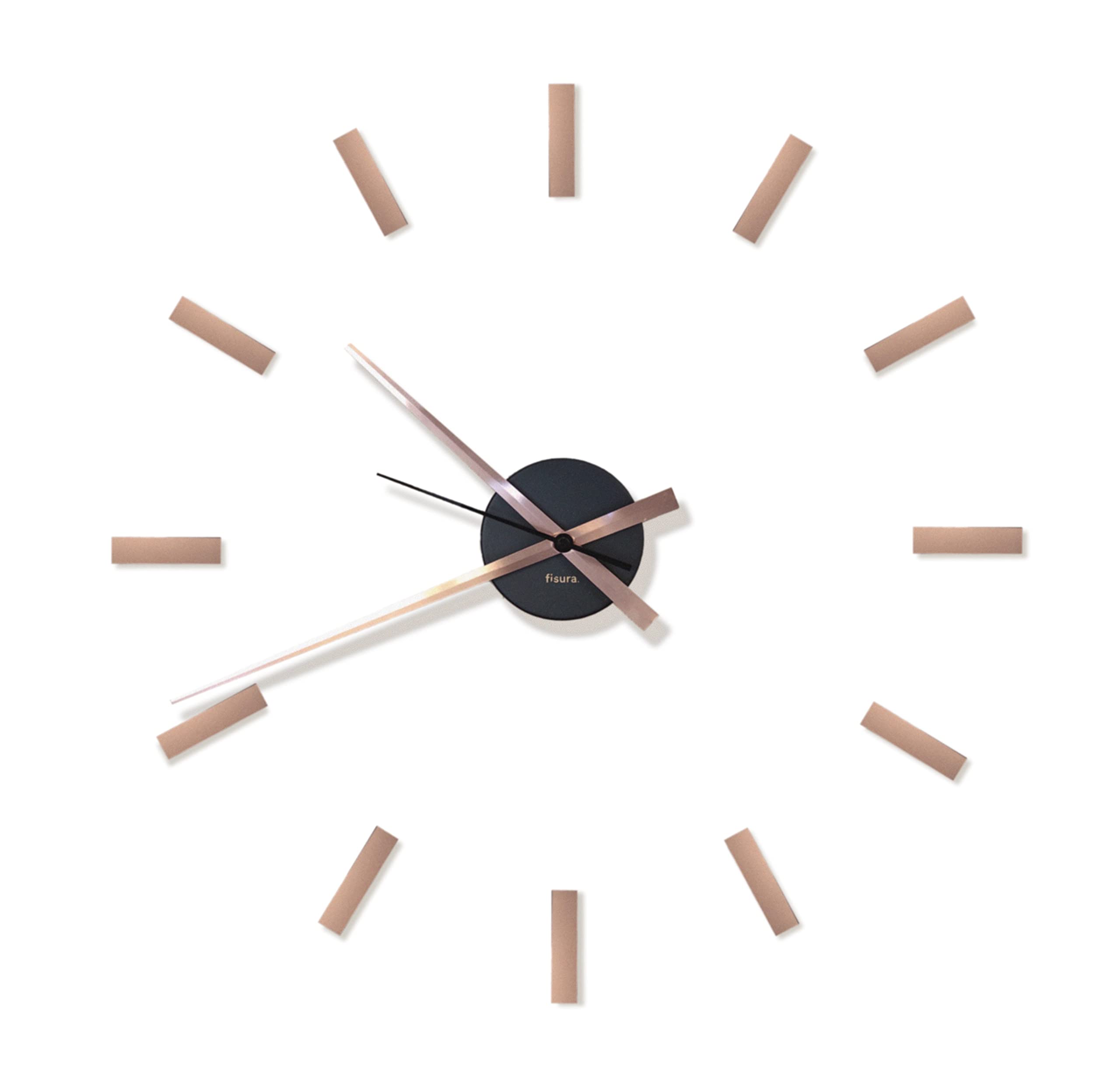 FISURA DIY Copper Wall Clock Set for Office Kitchen Bedroom Living Room Home Decoration