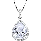 FJ Teardrop Pendant Necklace 925 Sterling Silver Birthstone Jewelry Gifts for Women