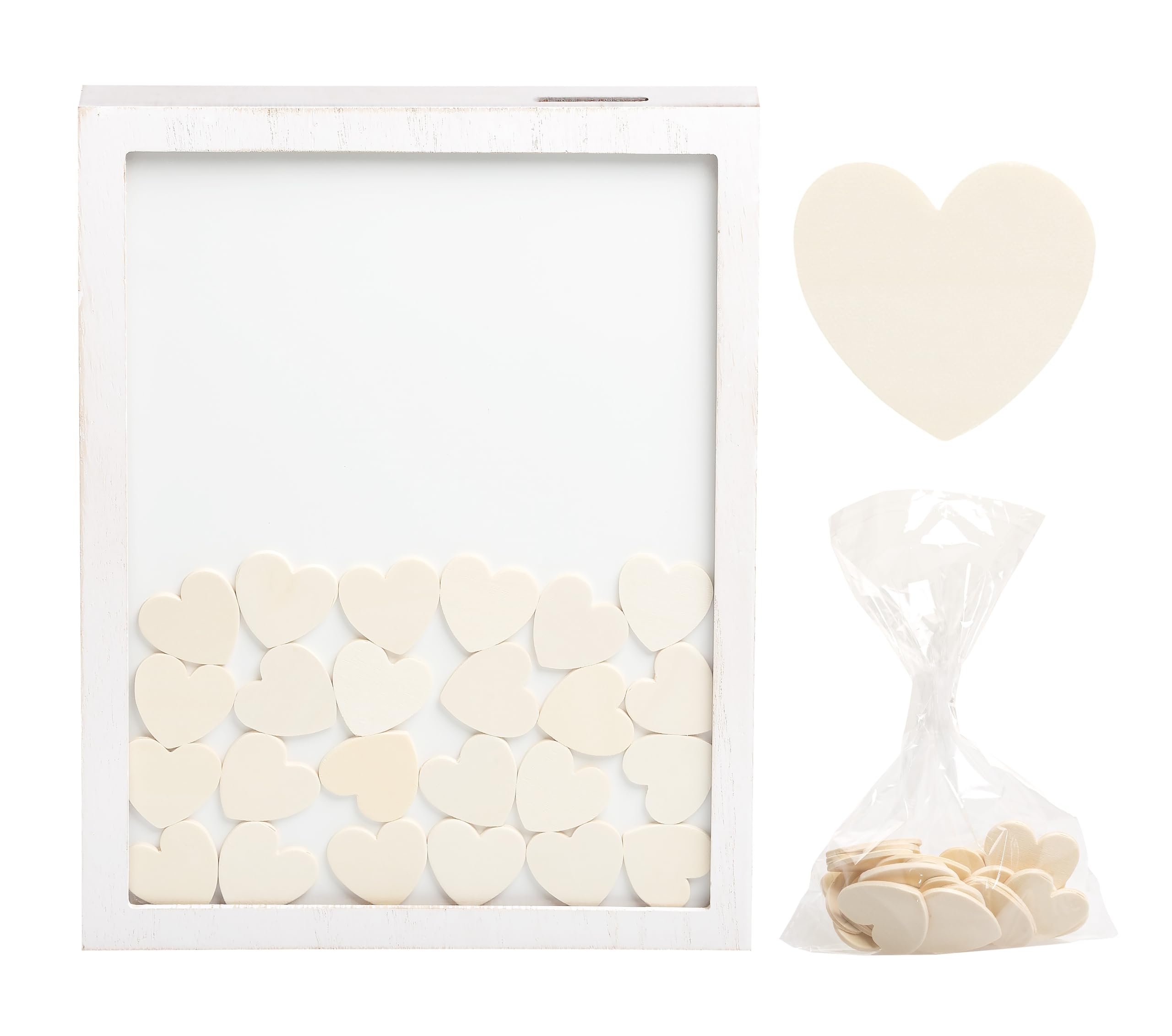 Kate & Milo Wedding Guest Book Frame and Customizable Hearts, Engagement or Bridal Shower Gift, Bride and Groom Keepsake