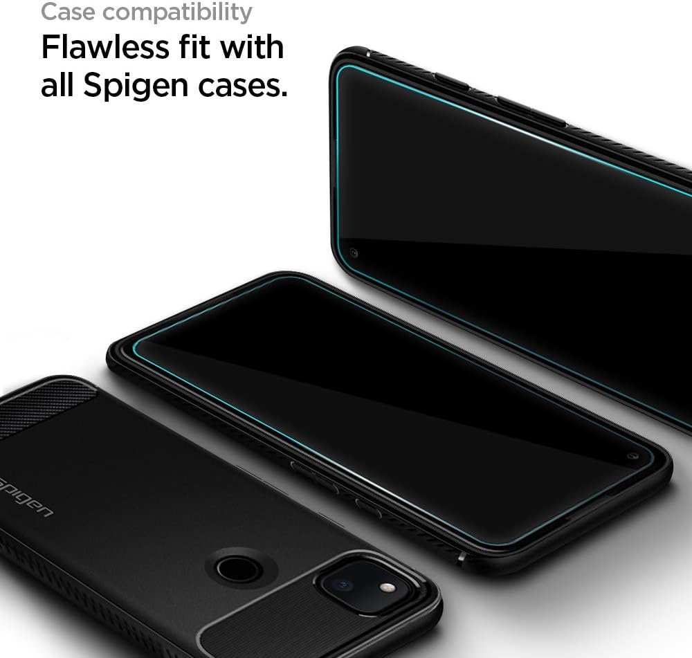 Spigen Tempered Glass Screen Protector [Glas.tR AlignMaster] Designed for Pixel 4a - 2 Pack/Case Friendly