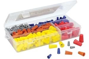 MaxBrite 320 PCS Twist-On Wire Connector Assortment - Grey, Blue, Orange, Yellow, and Red Easy Twist-On Ribbed Cap - UL Listed