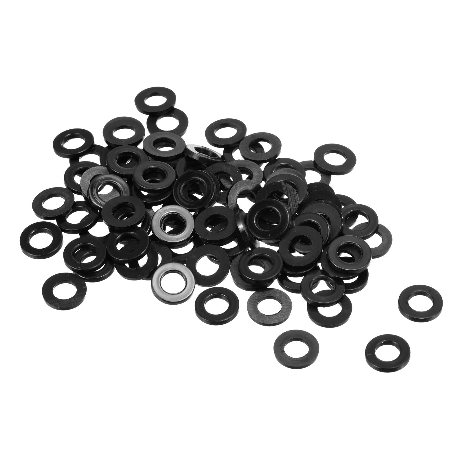 PATIKIL M6 Nylon Flat Washer, 100 Pack 6mm ID 12mm OD 1.5mm Thick Sealing Spacer Gasket Ring for Faucet Pipe Water Hose Fastener Bolt, Black