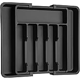 POLCANUR Cutlery Drawer Organizer, Expandable Utensil Tray for Kitchen, BPA Free Flatware and Silverware Holder, Adjustable P