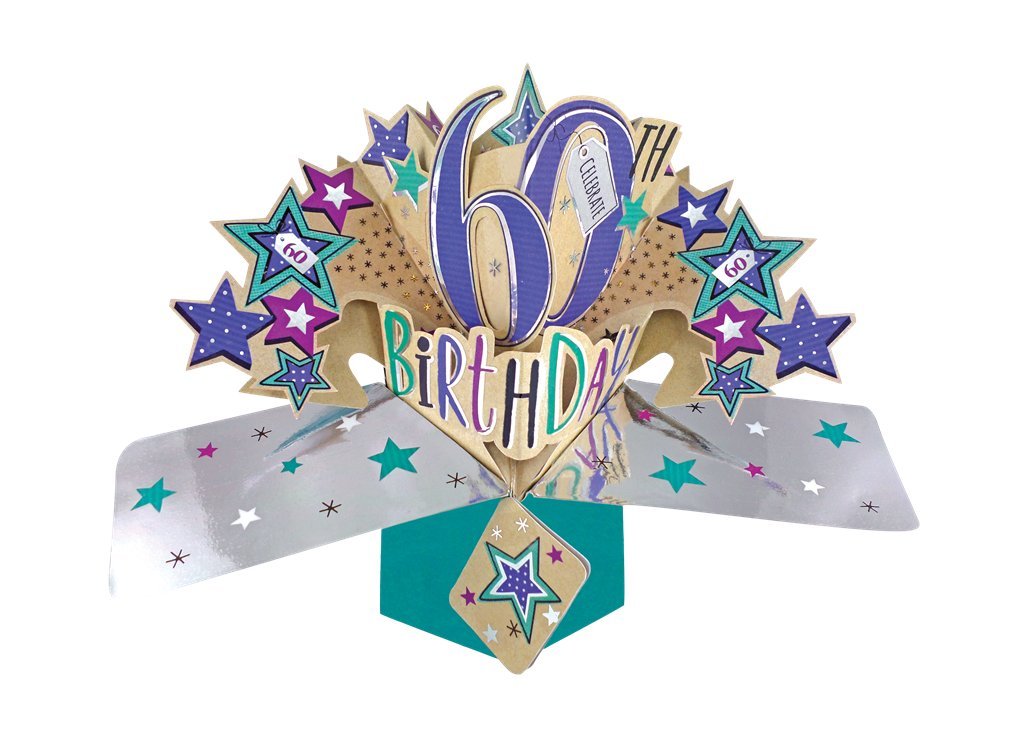 Happy 60th Birthday Pop-Up Greeting Card Original Second Nature 3D Pop Up Cards