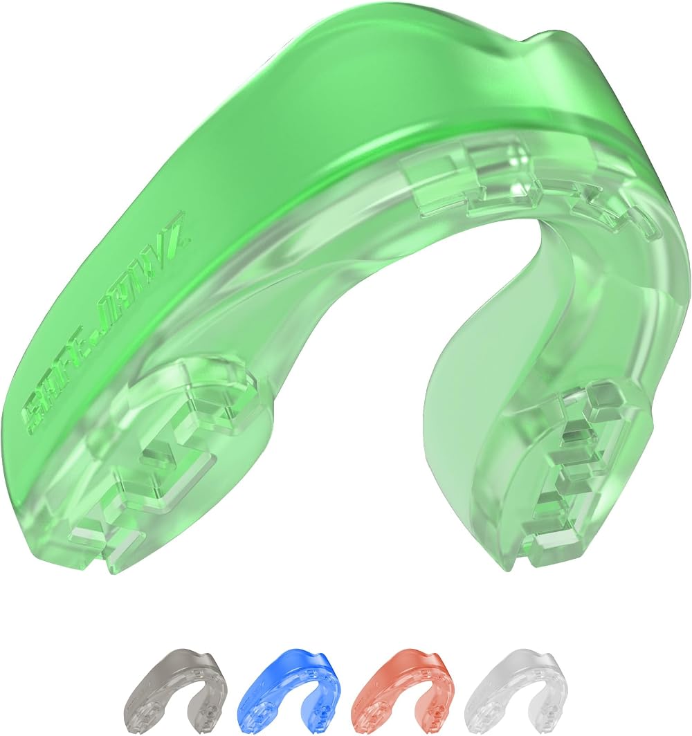 SAFEJAWZ Earth Green Dual Layer Mouth Guard Adult 12+ Case