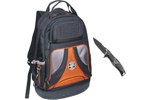 Klein Tools 80115 Backpack Kit with Tradesman Pro 39-Pocket Backpack and Electricians Pocket Knife, 2-Piece