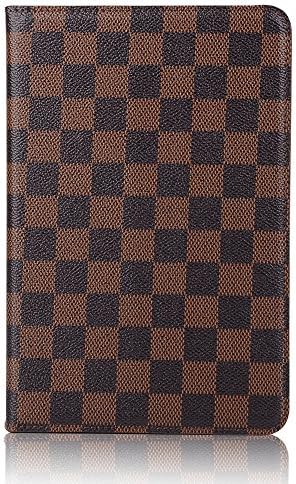 AirChichi Case for iPad Air 2 / iPad 6, Classic Check Pattern Leather Magnetic Flip Folio Stand Auto Sleep/Wake Feature Light-weight Protective COVER Case (Damier Brown)
