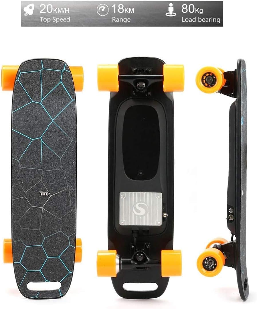 dxx Electric Skateboard, Four Wheels 350W Single Drive Rechargeable Lithium Battery, 10 Layer Thick Maple Wood Belt with Smart Bluetooth Remote Control