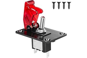 GUETNEU Button Switch Rocker Switch Toggle Switch Two Pin Two Position Power Transfer Switch with Mounting Plate,Waterproof Cap.