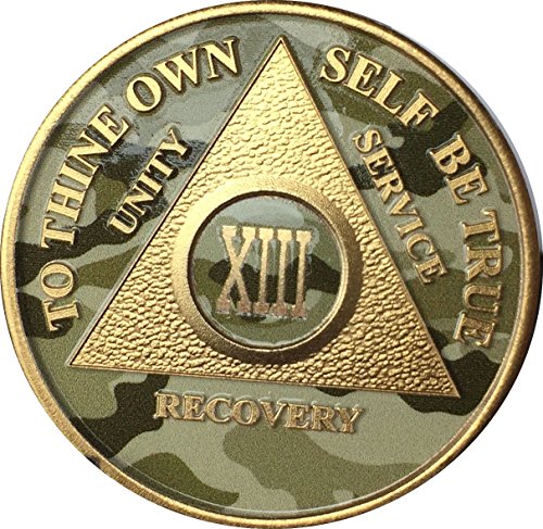 13 Year AA Medallion Camo Gold Plated Anniversary Chip Camouflage Color