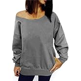 RJXDLT Women's Off Shoulder Casual Sweatshirt Pullover Long Sleeve Slouchy Shirt Top Blouse