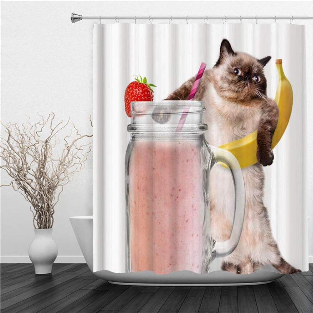 Amazon Kapanou 防水 シャワーカーテン 動物の素敵な猫ピザ色ファンタジースペース かわいいシャワーカーテン ユニットバス バスルーム 芸術の装飾 180cmx180cm バスフック付き 取り付け簡単 シャワーカーテン ホーム キッチン オンライン通販