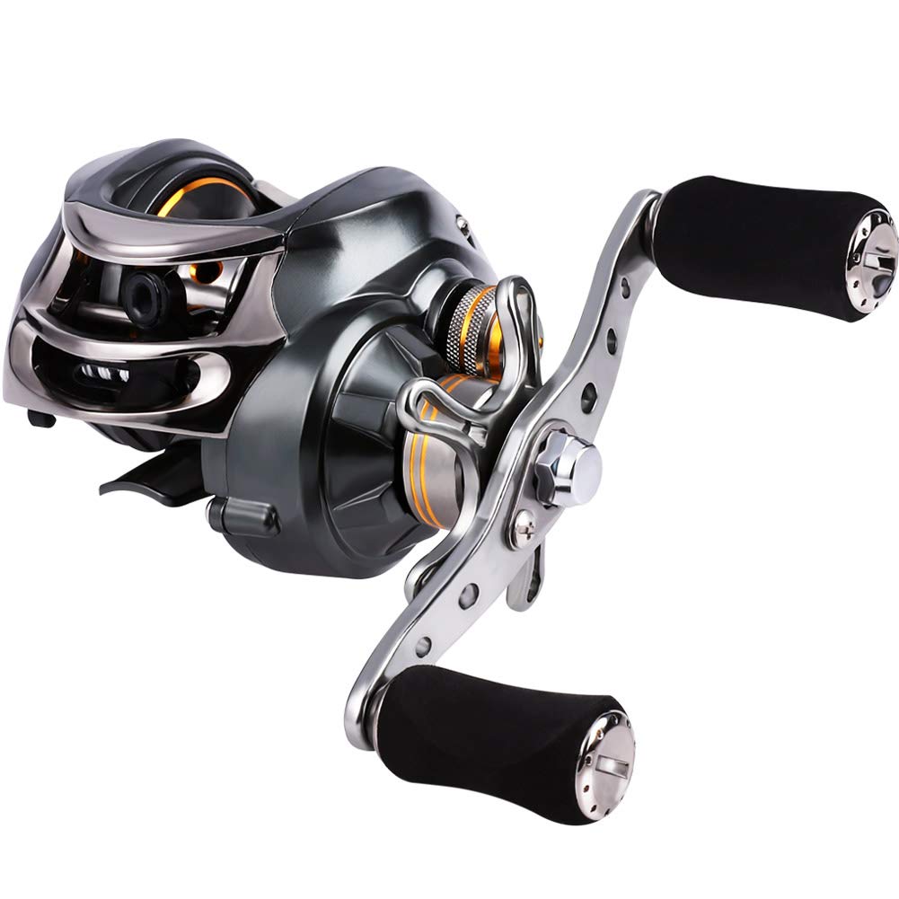 Sougayilang Baitcasting Reel, 11+1BB Baitcsters Fishing Reel, 18LB Carbon Fibre Drag, 7.0:1 Magnetic Brake System Fishing Reel for Freshwater and Saltwater Fishing-L