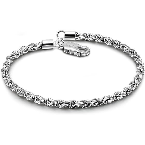 Amazon.com: 925 Sterling Silver Solid Bracelet 0.12'' Singapore
