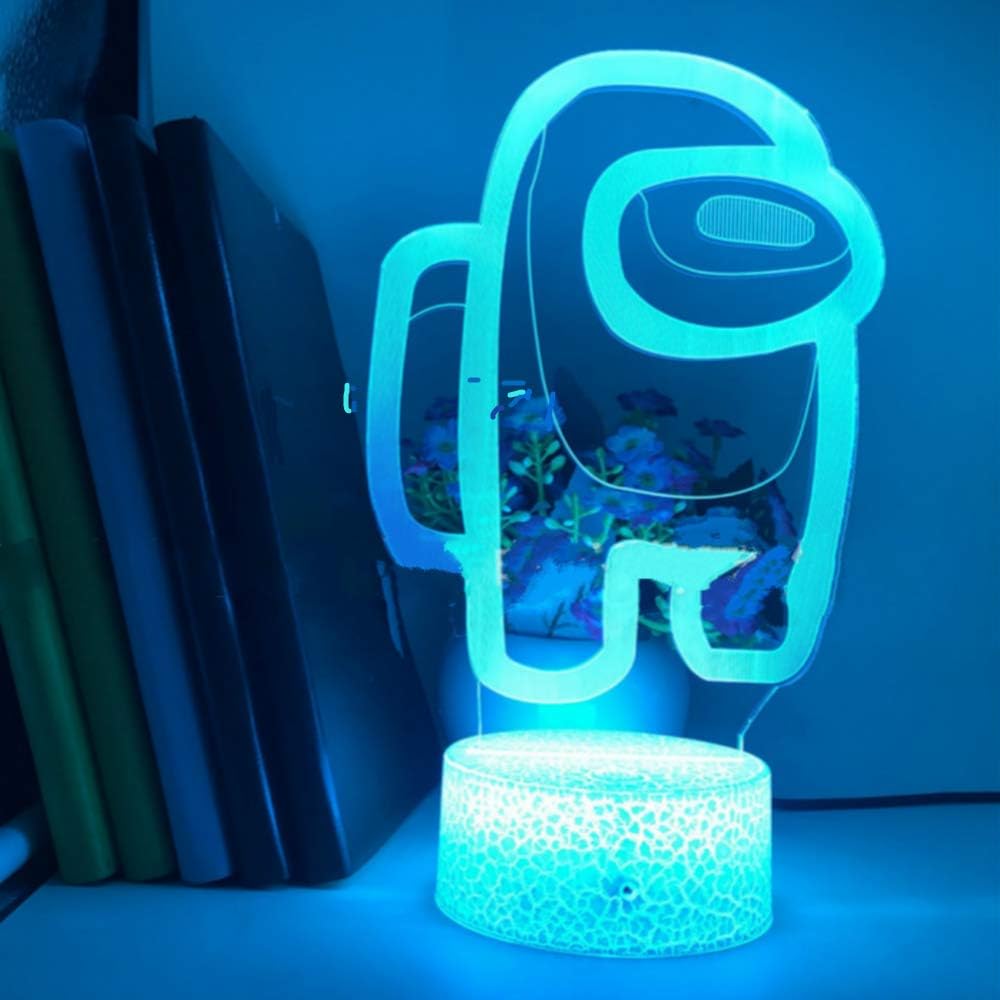 Among Us Night Light 3D Illusion Games Character Table Lamp USB Powered 7 Colors LED Lights with Touch Switch for Kids Gifts Bedroom Decoration