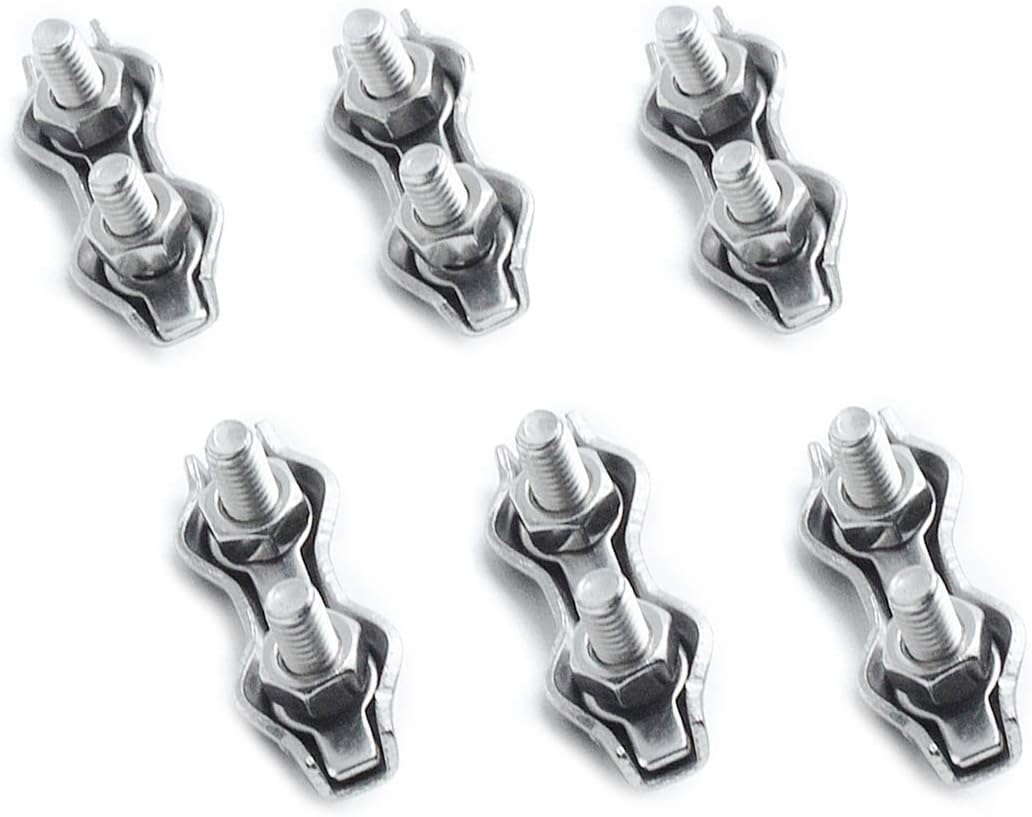 Yoohey 6pcs M3 Wire Rope Clip Cable Clamps 304 Stainless Steel Double Clips Clamps