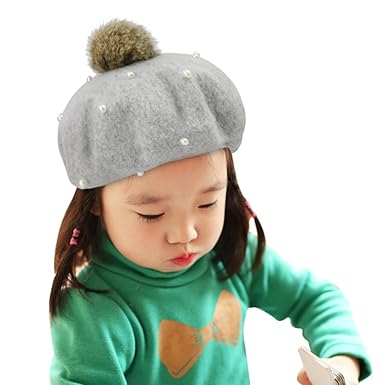 Amazon Co Jp ベレー帽 キッズ 女の子 かわいい 小さな珍珠 大きな毛