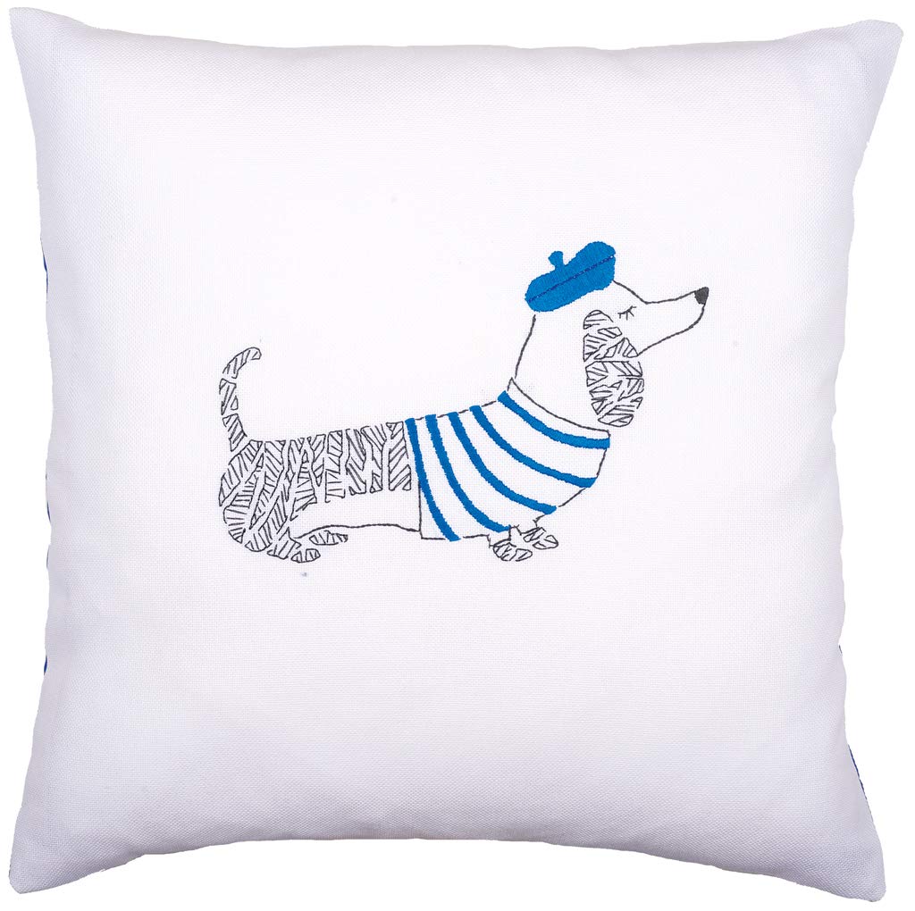 Vervaco Embroidery Cushion: Dog Paris, Combed Cotton, Multi-Colour, 40 x 12 x 20 cm