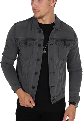 grey denim jacket outfit