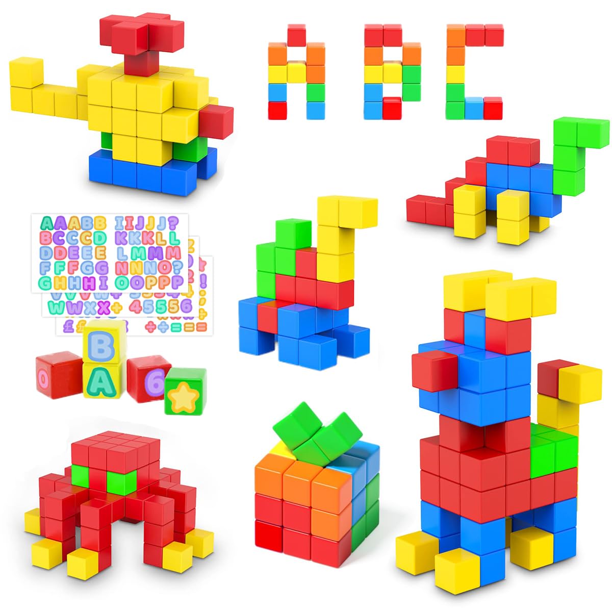 ASOK 54 PCS 3cm Extra Large Magnetic Blocks for Kids, STEM Educational Building Cubes, Choking Hazard Free Magnetic Toys for Toddlers 3-5, Preschool Classroom Teaching Aids for Boys & Girls