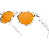 VIKISOIO 99% Blue Light Blocking Glasses Women Men, Relieve Eye Strain, Sleeping Glasses, Amber Glasses for Gamer, Computer, TV (Transparent-Amber Max)