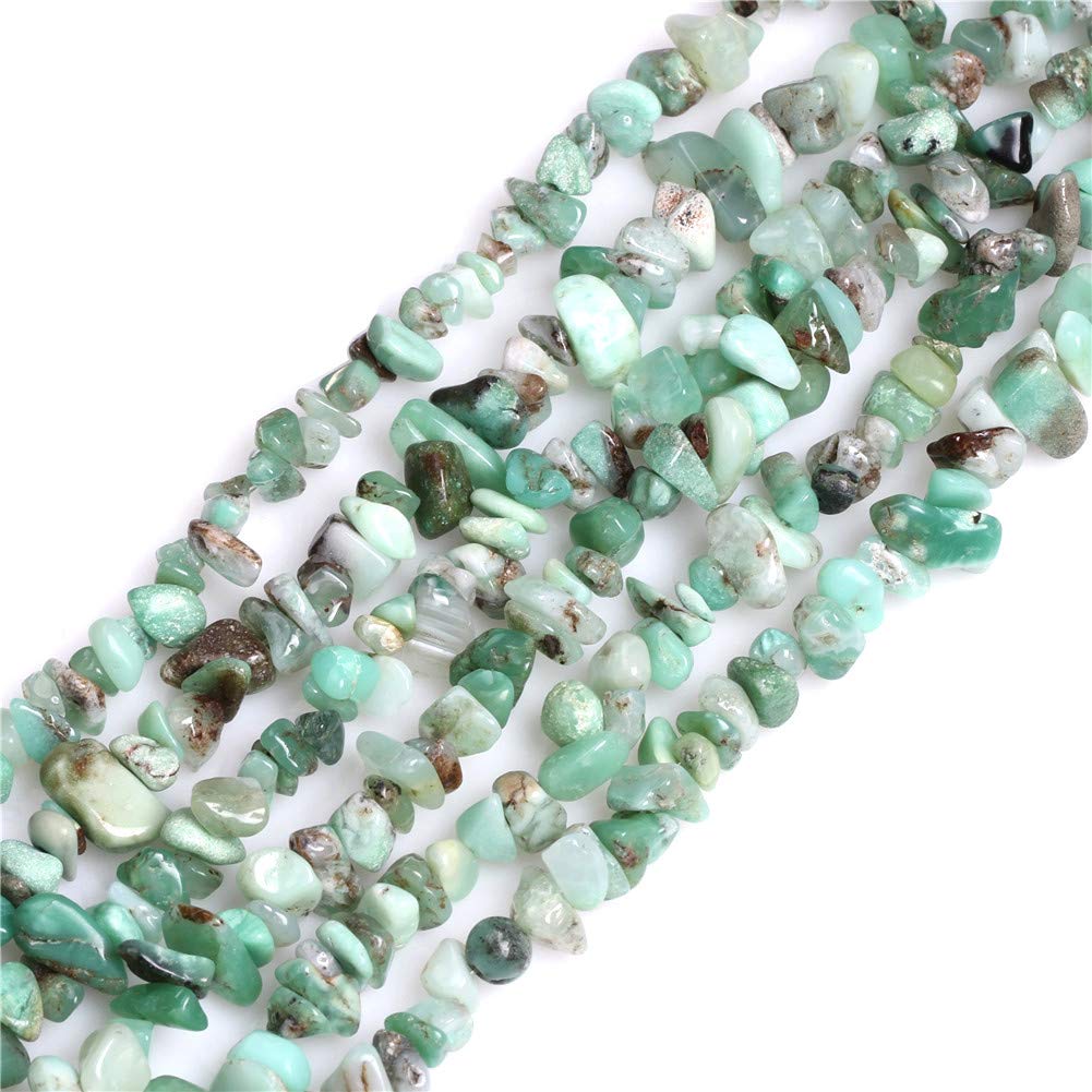 GEM-Inside Green Opal Gravel Chips 5-8mm Gemstone Semi Precious for Jewellery Making 34" per Strand — image 1