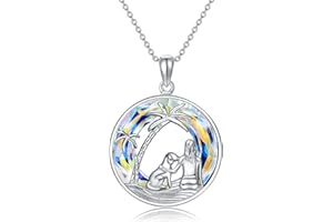 POPKIMI Dog Necklace for Women Sterling Silver Pendant Necklace with Crystal