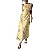 Floerns Women's Summer Boho Floral Backless Cami Dress Spaghetti Strap Beach Vacation Long Sundress