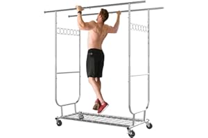docagt Clothes Rack, Heavy Duty Clothes Rack, Rolling Clothing Racks For Hanging Clothes, Adjustable Height Commercial Clothing Racks With Wheels,Heavy Duty Metal Garment Rack (H-Type)