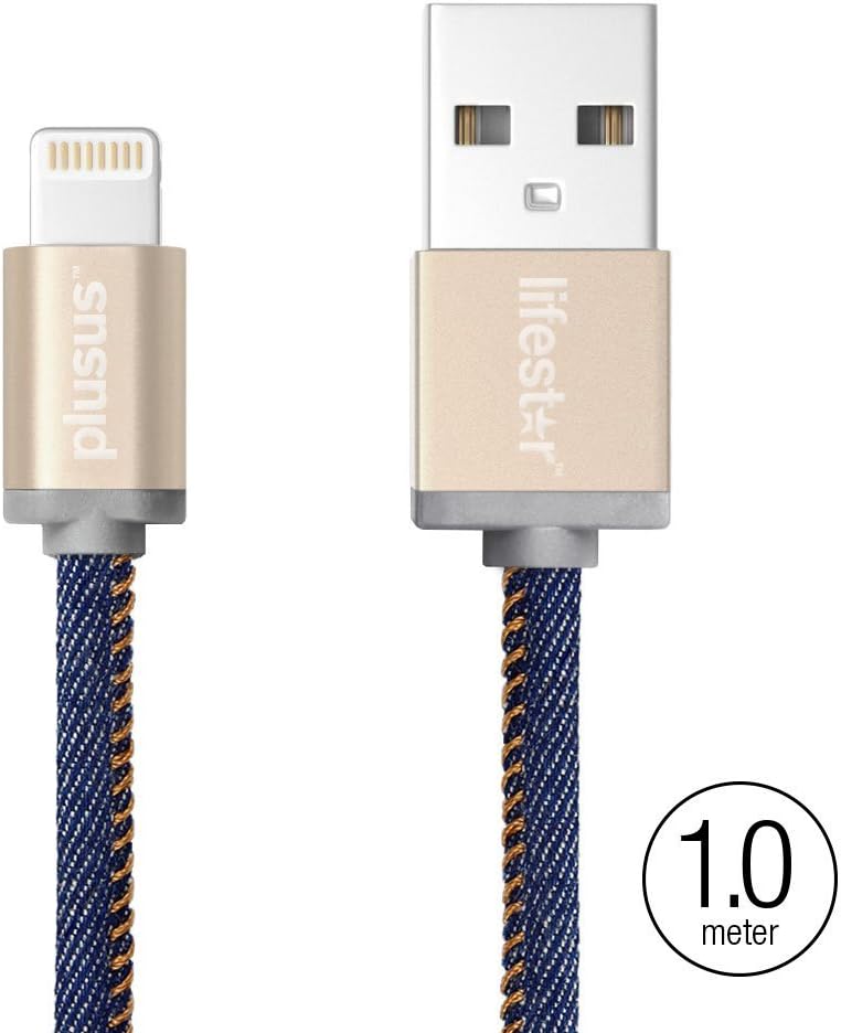 PlusUs Charger Cable USB-A Lightning | Certified From Apple 1m Denim Blues