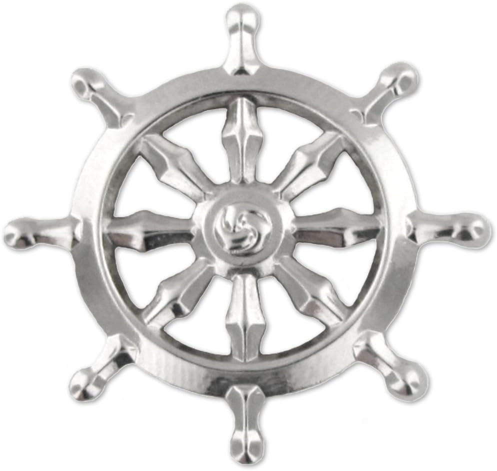 PinMart Silver Buddhist Wheel Dharmachakra Lapel Pin