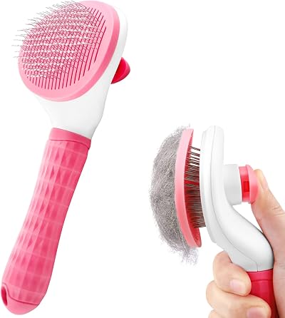 YETEE Cat Dog Brush Self-Cleaning Grooming Tool Pink