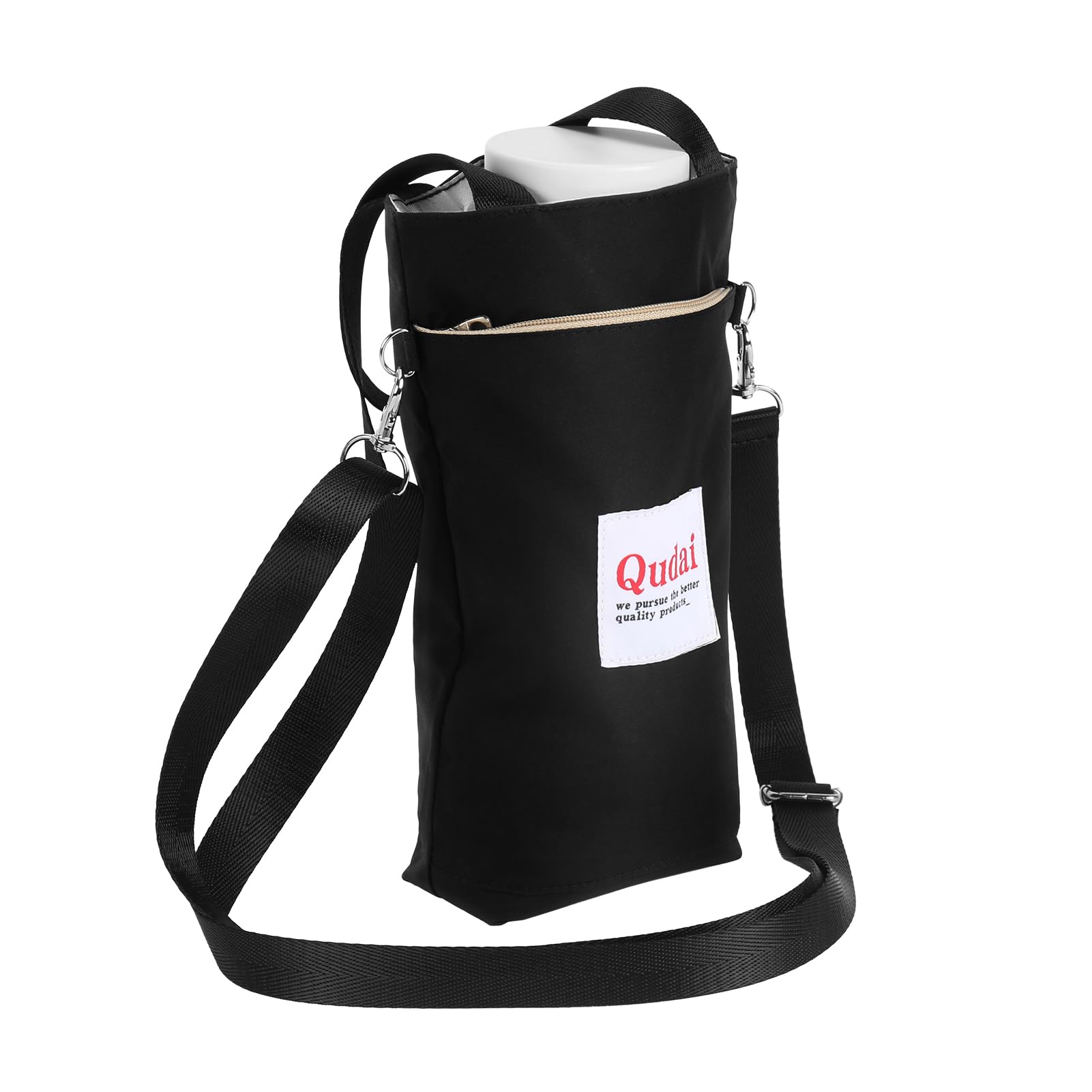 Soulitem Crossbody Water Bottle Bag, Portable Water Bottle Carrier Bag with Adjustable Shoulder Strap, Water Bottle Holder with Storage Pocket, Water Bottle Pouch Sleeve for Hiking Camping