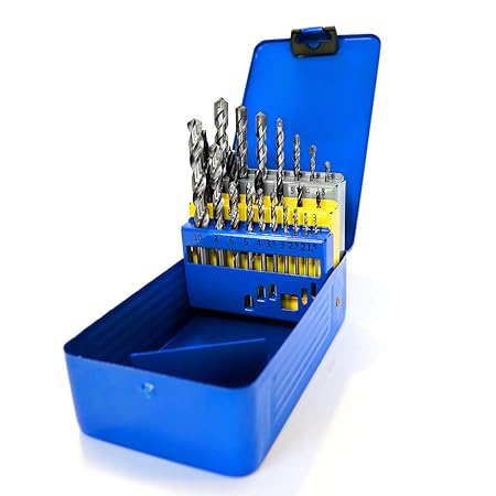S&R Bohrer-Set 23-tlg: 6 Holzbohrer, 10 Metallbohrer HSS M2 steel, 7 Betonbohrer/Steinbohrer in Metallbox