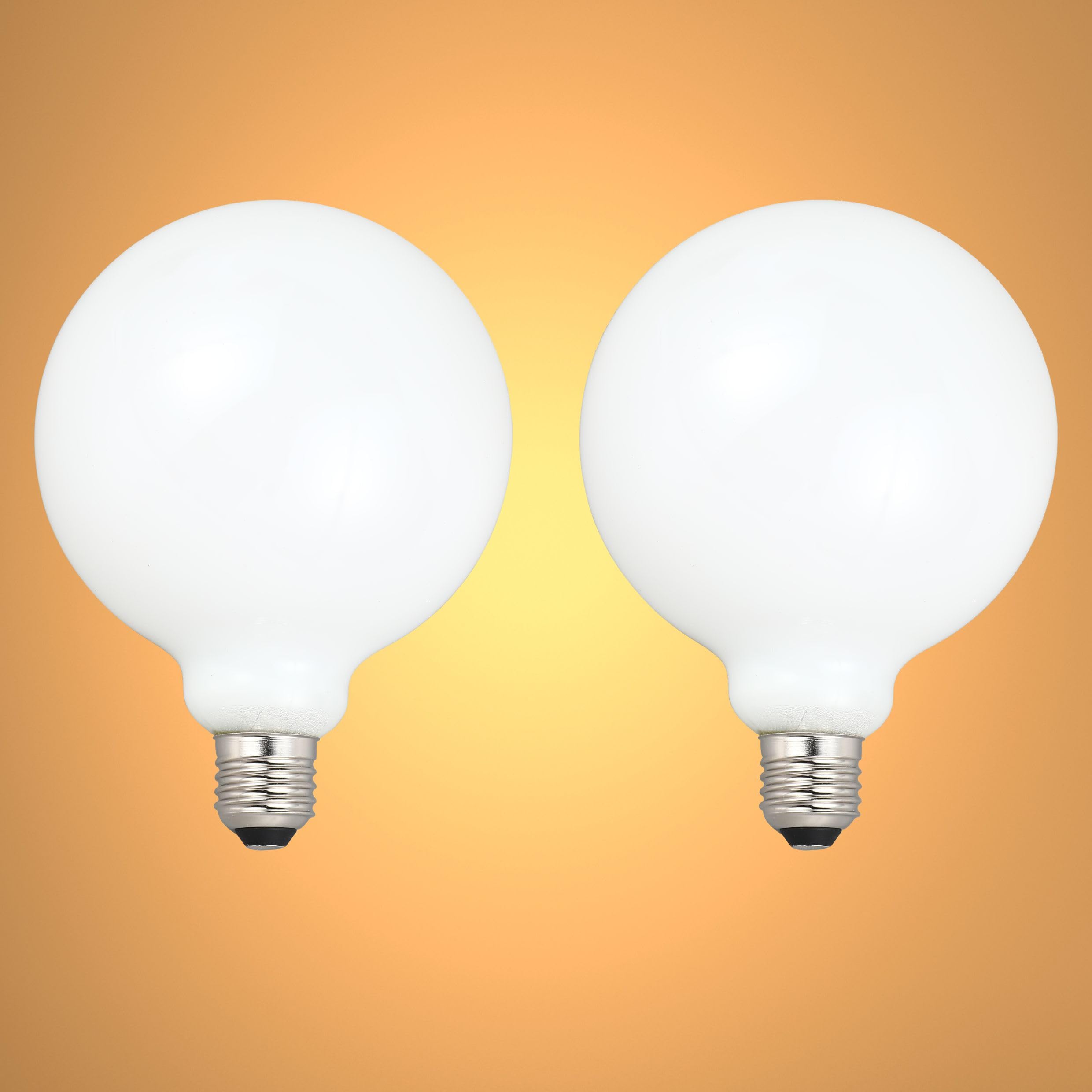 TEKLED® G125 Globe DIMMABLE Filament LED Bulbs | E27 Edison Screw | G40 Energy Saving 6.5W Light Milky White Glass Bulb 55W Incandescent Bulb Equivalent | 2700K 800LM | 2-Pack | Warm White